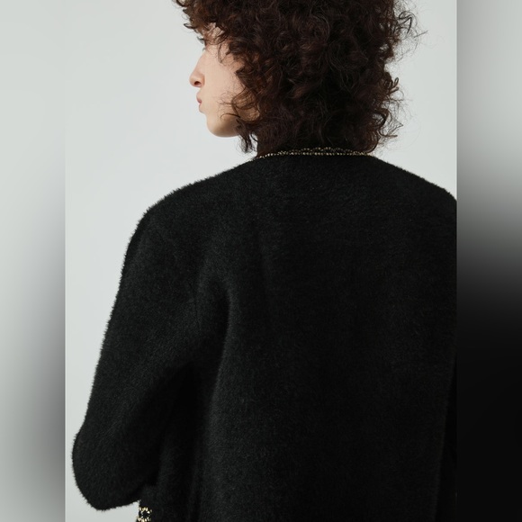 SnowFlake Fuzzy Pearl Embellished Sweater/Cardigan - Picture 3 of 4